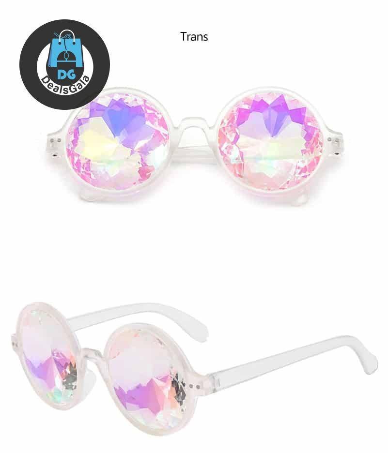 Unisex Holographic Kaleidoscope Round Sunglasses
