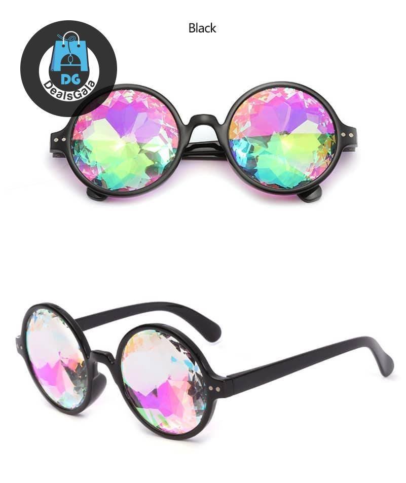 Unisex Holographic Kaleidoscope Round Sunglasses