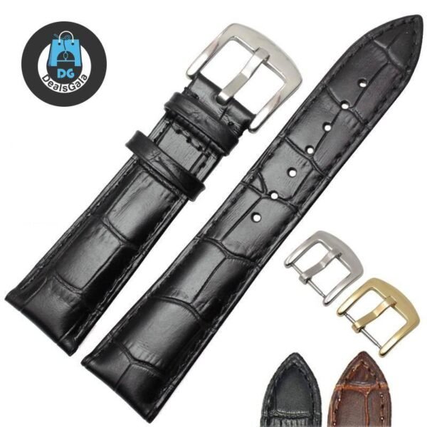 Genuine Leather Soft Straps Smartwatches Watches Band 58c99d5d65c49cc7bea0c0: Black gold buckle|Black silver buckle|Brown gold buckle|Brown silver buckle