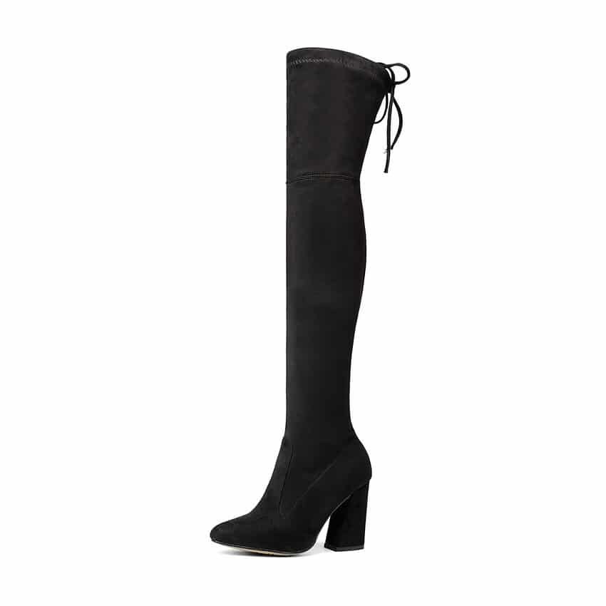 Leather Over The Knee Boots For Women cb5feb1b7314637725a2e7: Big red|Black|Drak grey|khaki|Light grey|Red wine|Tuose|Yellow