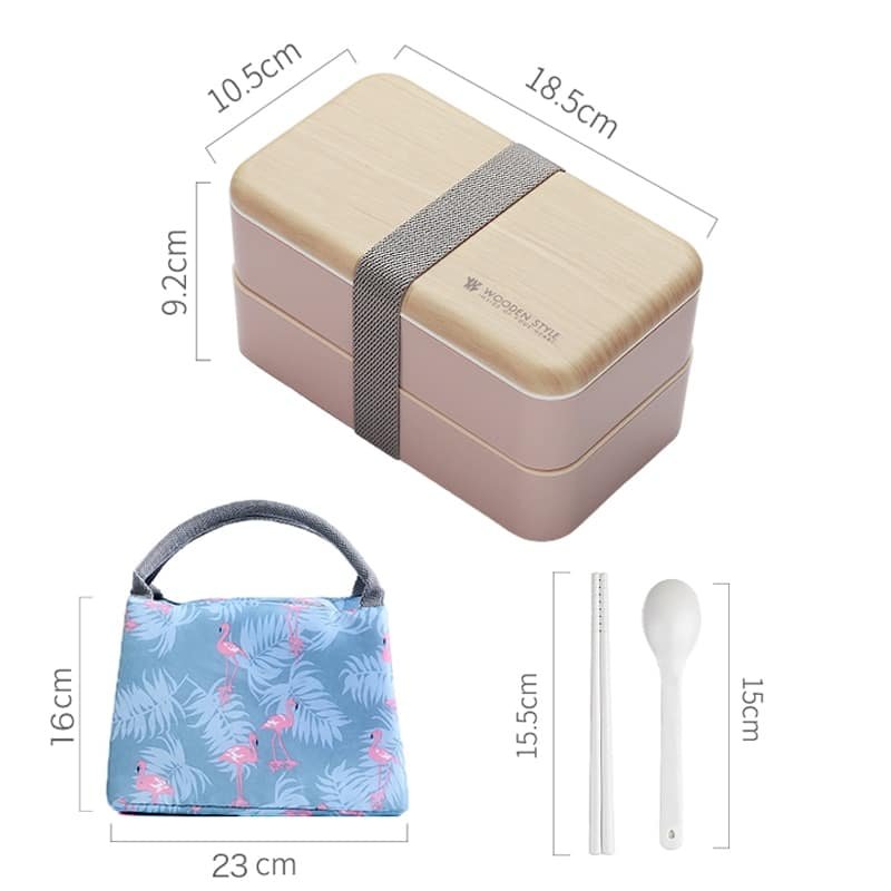 Microwave Double Layer Lunch Box cb5feb1b7314637725a2e7: pink|Pink-bag set|White|White-bag set