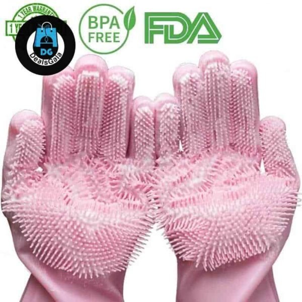 Silicone Dishwashing Scrubber Gloves cb5feb1b7314637725a2e7: Blue|Gray|Green|pink|Purple 