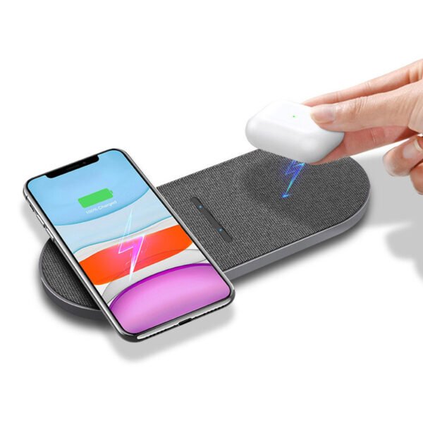 2 in 1 Pair 10W Quick Charge Wireless Charger Color: Black