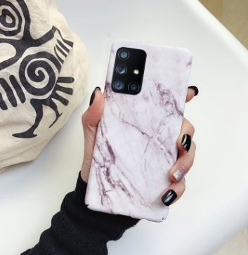 Frosted marble phone case for Samsung Color: Black white|Color|Gold white|Grey white|Pink