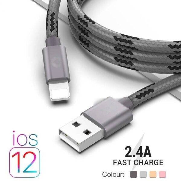 Braided Fast Charging Lightning Cable iPhone cb5feb1b7314637725a2e7: Gold|Gray|Red|Rose Gold|silver 