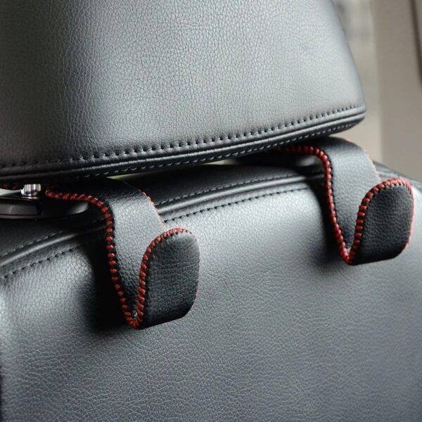 Car Seat Headrest Leather Hooks Back Seat Hanger