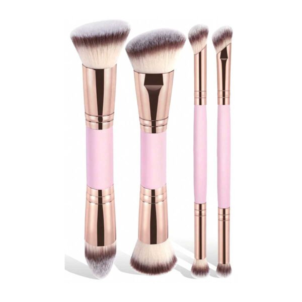 4-Piece Dual-Ended Travel Makeup Brushes Set Portable Case