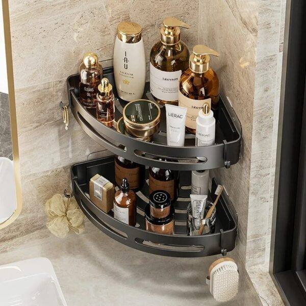 Punch-Free Wall-Mounted Corner Shower Caddy (Rustproof Aluminum Organizer) cb5feb1b7314637725a2e7: 1pcs|2pcs|3Pcs 